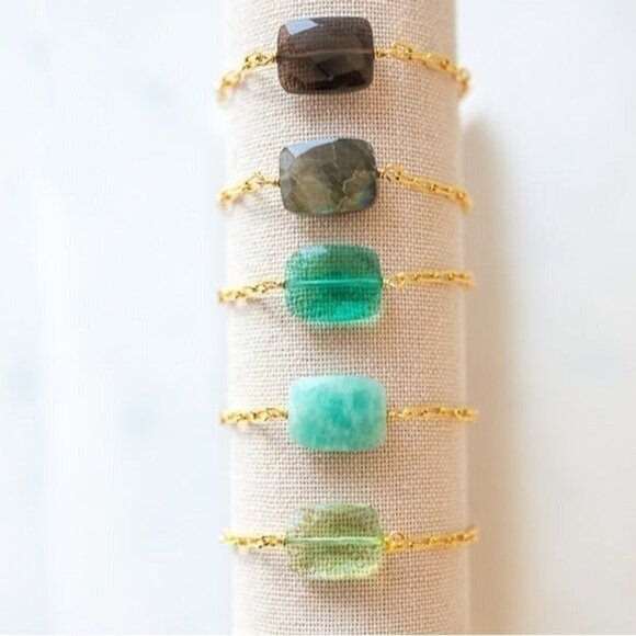 Beautiful Smokey Quartz Gemstone Faceted Bracelet Gold Paperclip Chain Bracelet - Picture 9 of 10